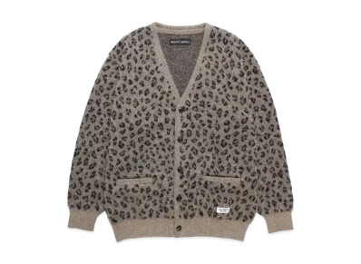 WACKO MARIA Leopard Jacquard Mohair Knit Cardigan "Beige"