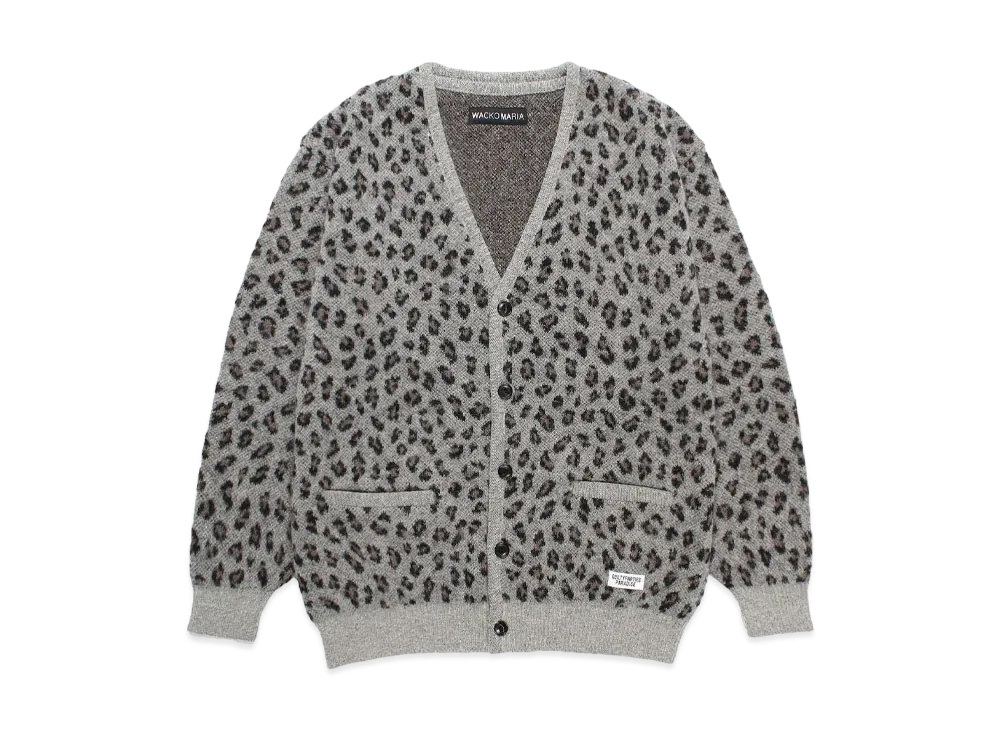 WACKO MARIA Leopard Jacquard Mohair Knit Cardigan "Gray"