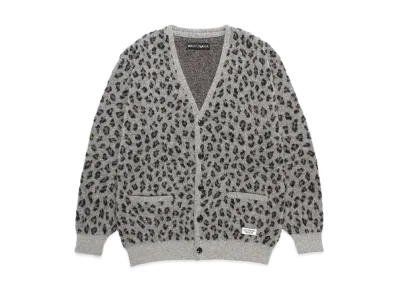 WACKO MARIA Leopard Jacquard Mohair Knit Cardigan "Gray"