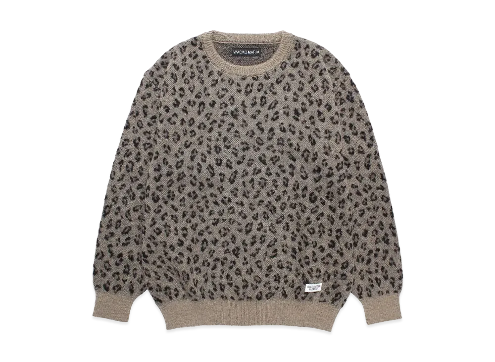 WACKO MARIA Leopard Jacquard Mohair Knit Sweater "Beige"