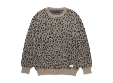 WACKO MARIA Leopard Jacquard Mohair Knit Sweater "Beige"