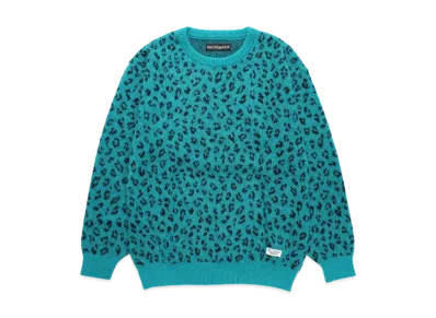 WACKO MARIA Leopard Jacquard Mohair Knit Sweater "Blue"