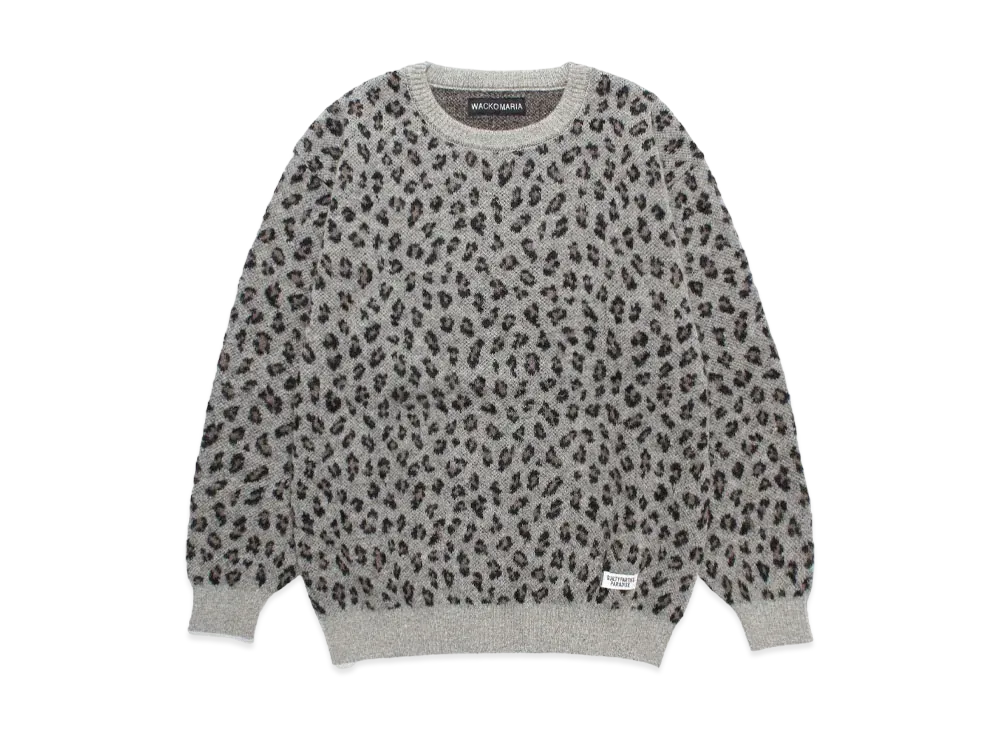 WACKO MARIA Leopard Jacquard Mohair Knit Sweater "Gray"