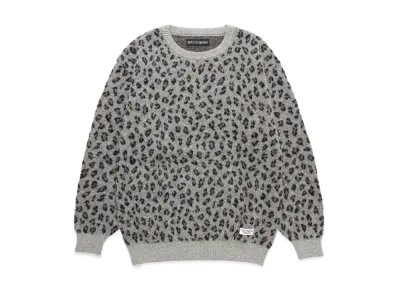 WACKO MARIA Leopard Jacquard Mohair Knit Sweater "Gray"