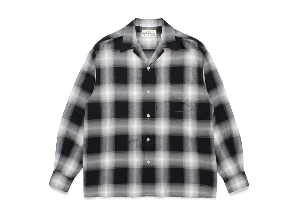 WACKO MARIA Check Open Collar Shirt "Gray"