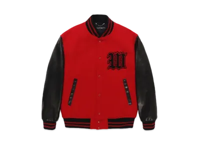WACKO MARIA Leather Varsity Jacket "Red"
