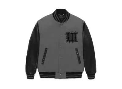 WACKO MARIA Leather Varsity Jacket "Gray"