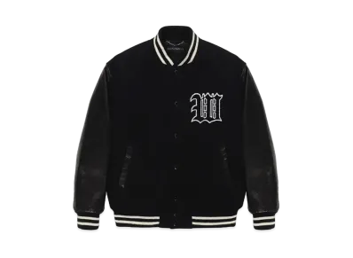 WACKO MARIA Leather Varsity Jacket "Black"