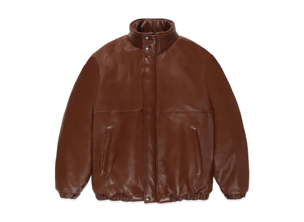 WACKO MARIA Leather Puffer Jacket "Brown"