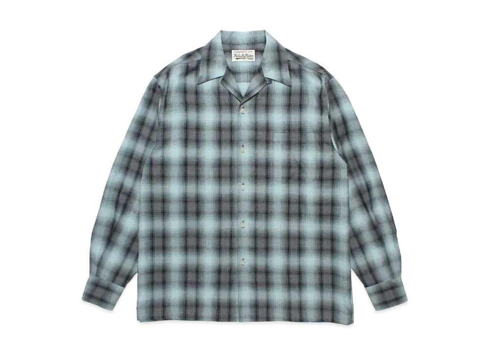WACKO MARIA Check Open Collar Shirt "Blue"
