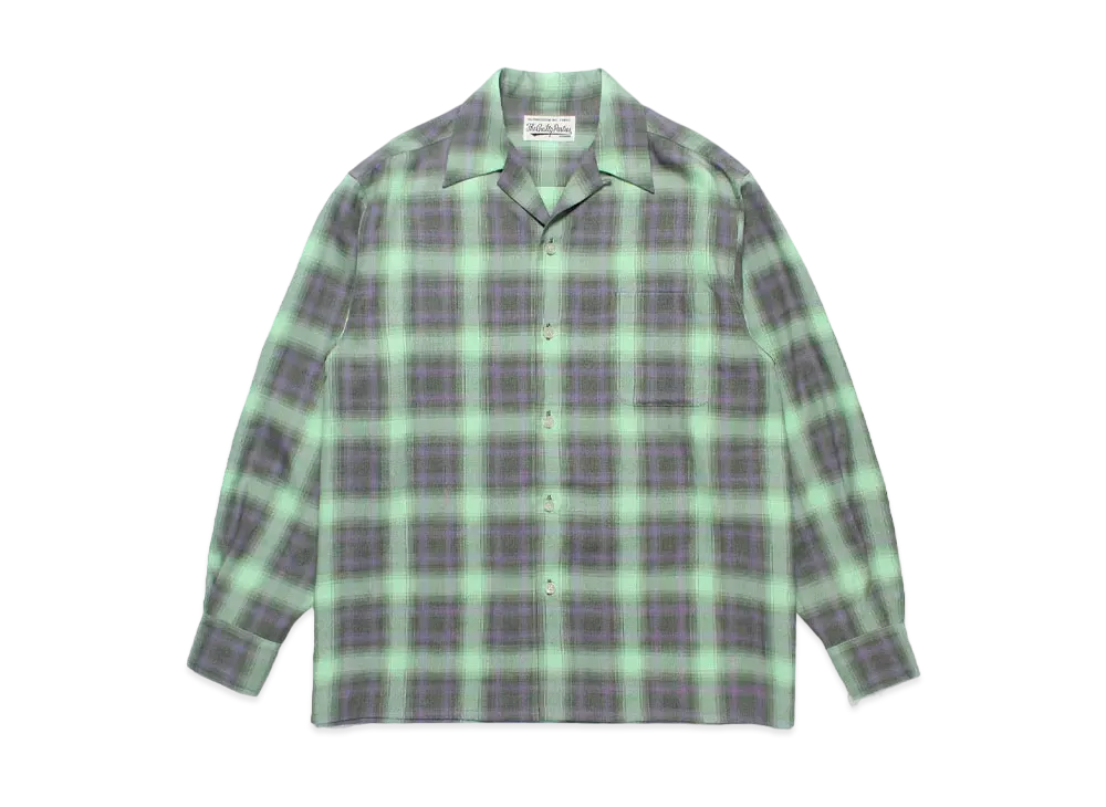 WACKO MARIA Check Open Collar Shirt "Green"