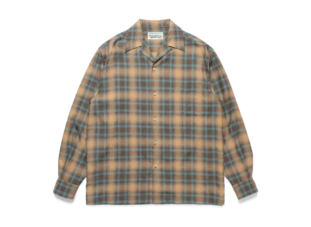 WACKO MARIA Check Open Collar Shirt "Brown"