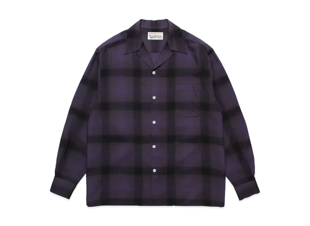 WACKO MARIA Check Open Collar Shirt "Purple"