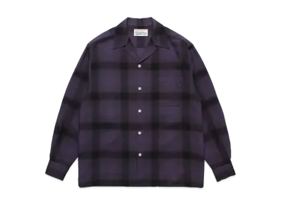 WACKO MARIA Check Open Collar Shirt "Purple"
