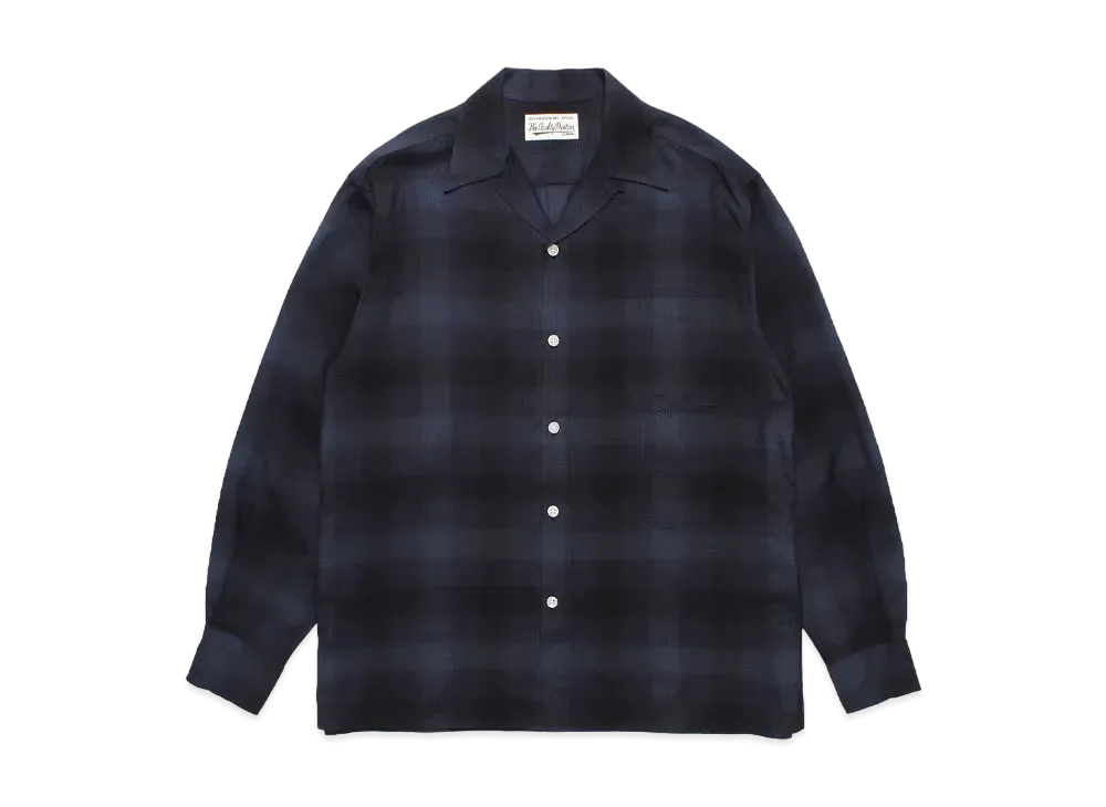 WACKO MARIA Check Open Collar Shirt "Blue"