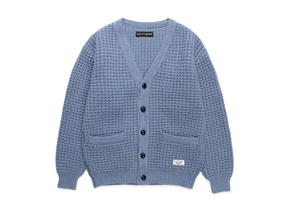 WACKO MARIA Waffle Knit Cardigan "Blue"