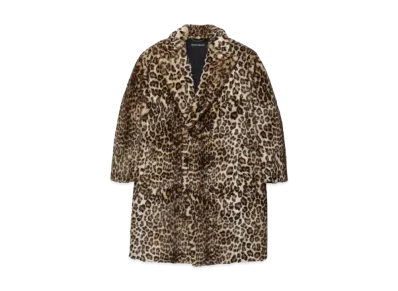 WACKO MARIA Leopard Faux Fur Double Breasted Coat "Beige"