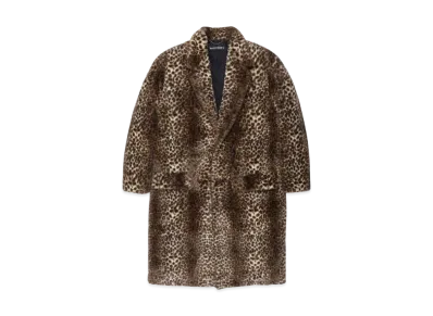 WACKO MARIA Leopard Faux Fur Chesterfield Coat "Beige"