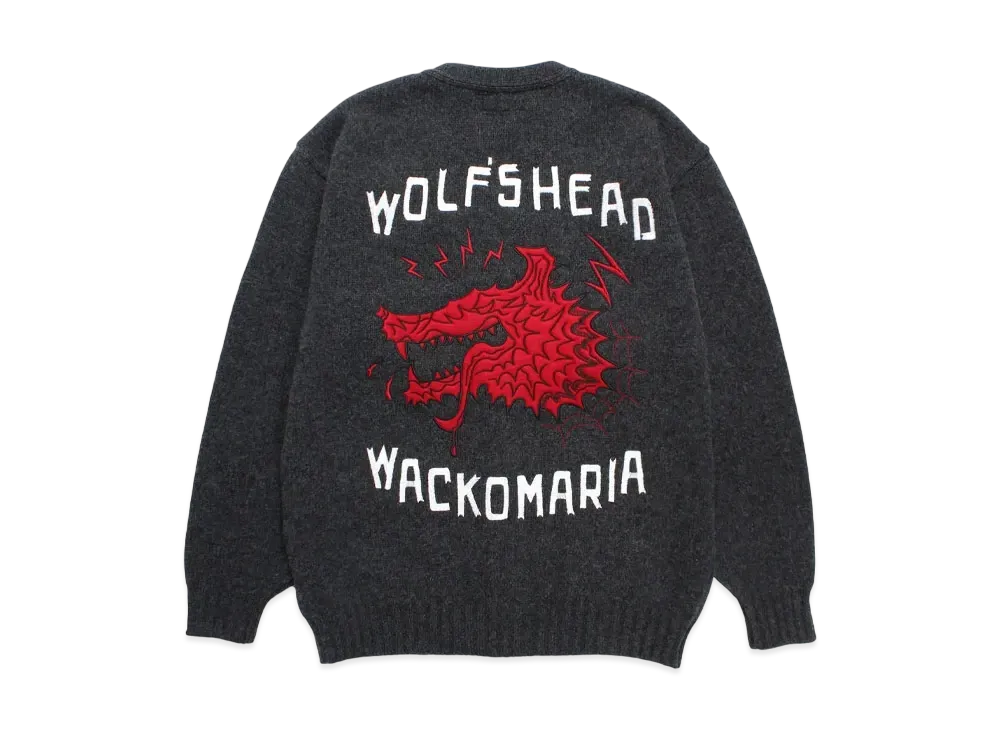 WACKO MARIA x Wolf's Head Knit Cardigan "Charcoal"