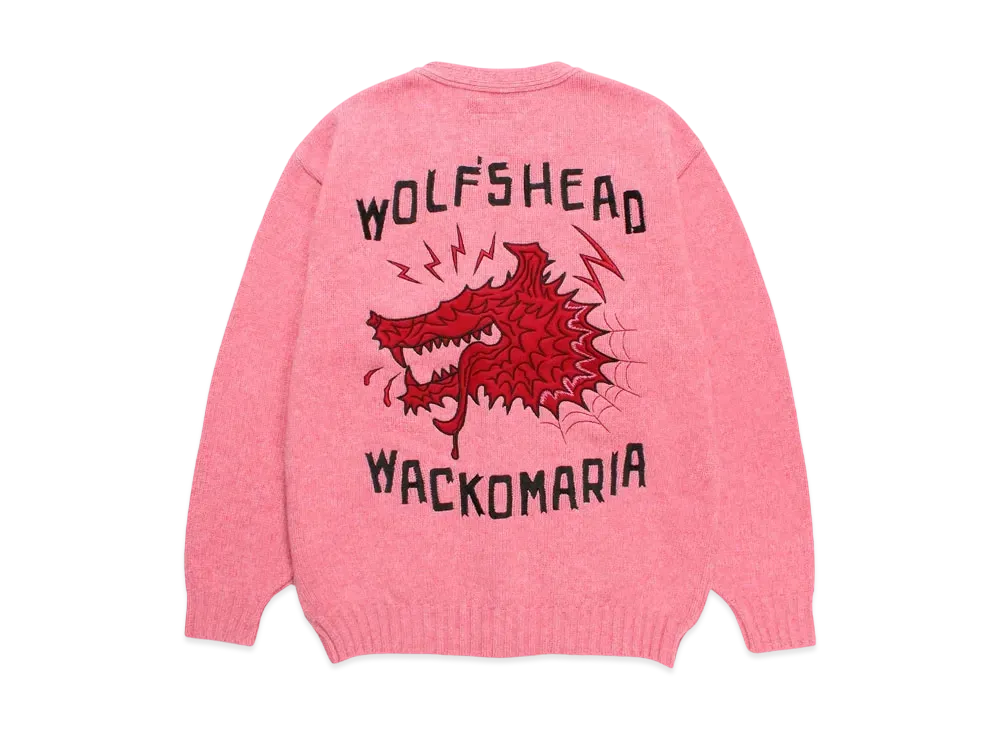 WACKO MARIA x Wolf's Head Knit Cardigan "Pink"