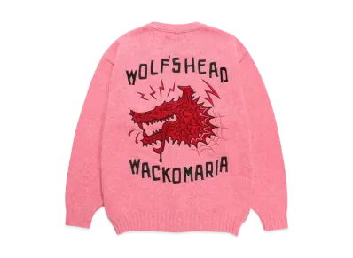 WACKO MARIA x Wolf's Head Knit Cardigan "Pink"