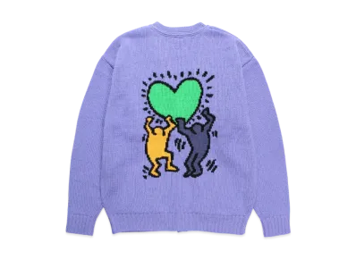 WACKO MARIA x Keith Haring Jacquard Knit Cardigan "Purple"