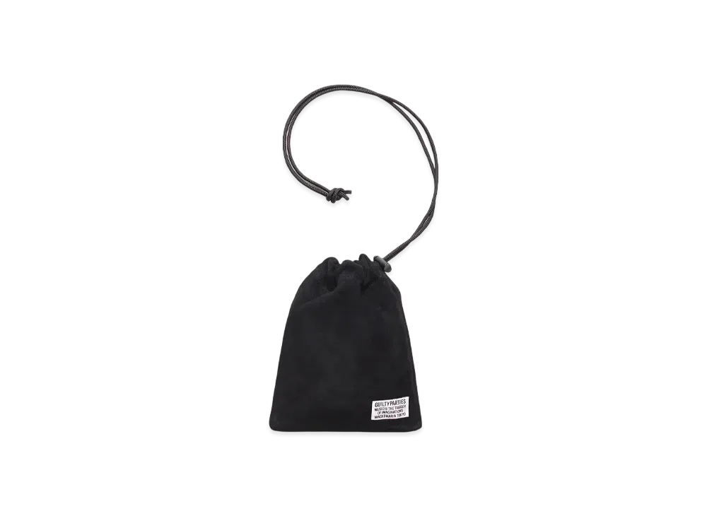 WACKO MARIA Suede Leather Drawstring Bag "Black"