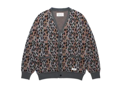 WACKO MARIA Leopard Jacquard Knit Cardigan "Gray"