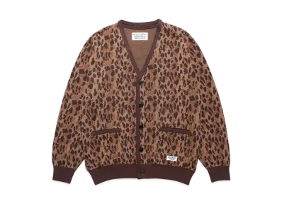 WACKO MARIA Leopard Jacquard Knit Cardigan "Brown"