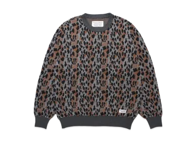 WACKO MARIA Leopard Jacquard Knit Sweater "Gray"
