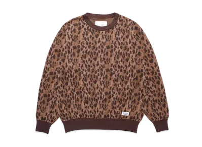 WACKO MARIA Leopard Jacquard Knit Sweater "Brown"