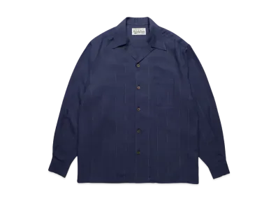 WACKO MARIA Kasuri Striped Open Collar Shirt "Navy"