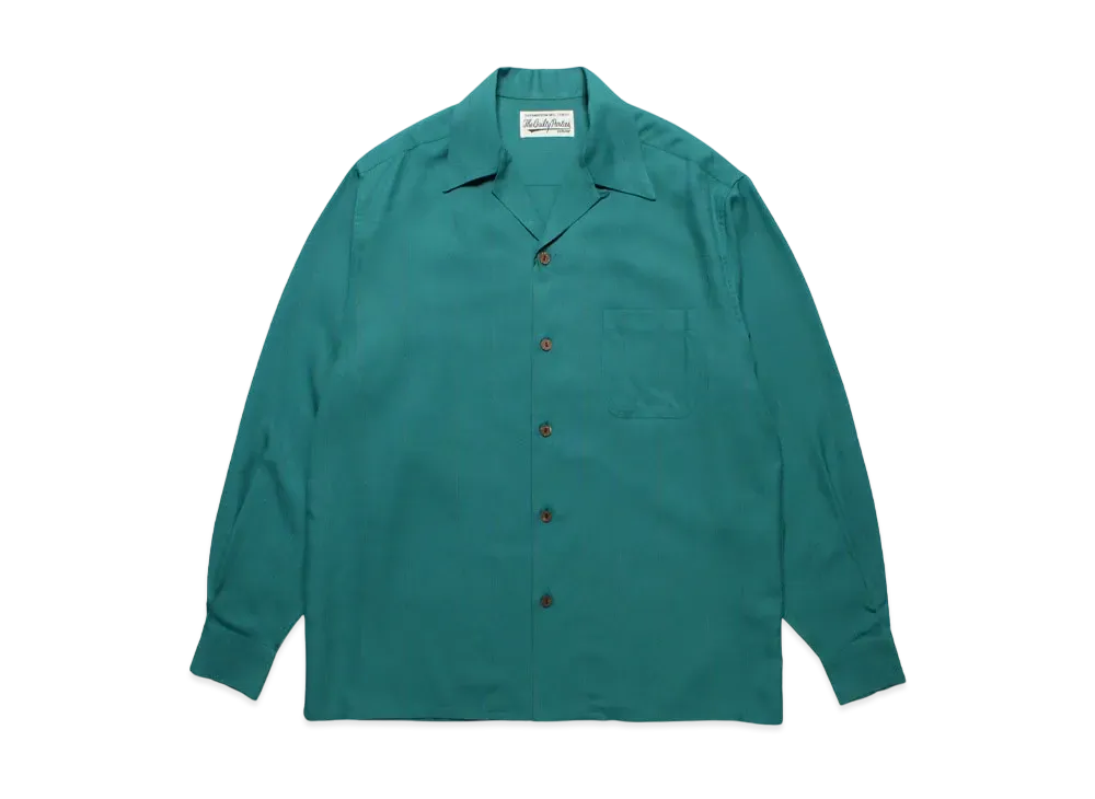 WACKO MARIA Kasuri Striped Open Collar Shirt "Green"