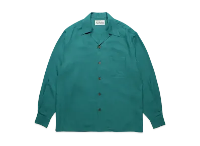 WACKO MARIA Kasuri Striped Open Collar Shirt "Green"