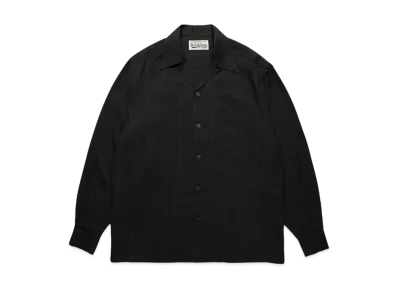WACKO MARIA Kasuri Striped Open Collar Shirt "Black"