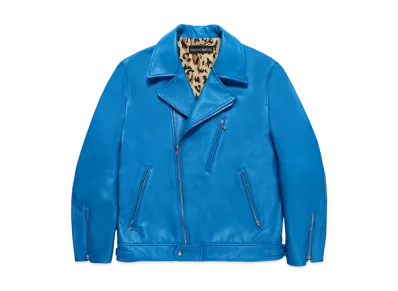 WACKO MARIA Leather Double Riders Jacket "Blue"