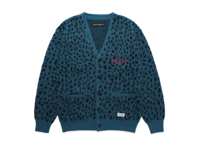 WACKO MARIA Leopard Mohair Knit Jacquard Cardigan "Blue"
