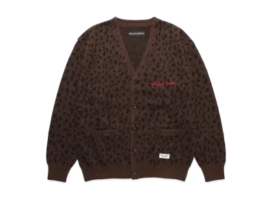 WACKO MARIA Leopard Mohair Knit Jacquard Cardigan "Brown"