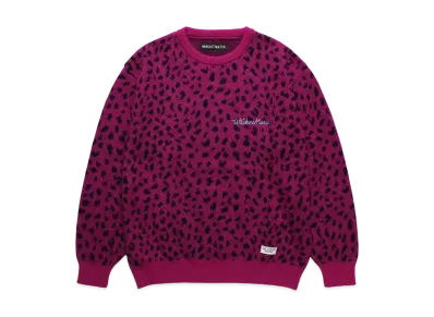 WACKO MARIA Leopard Mohair Knit Jacquard Sweater "Magenta"