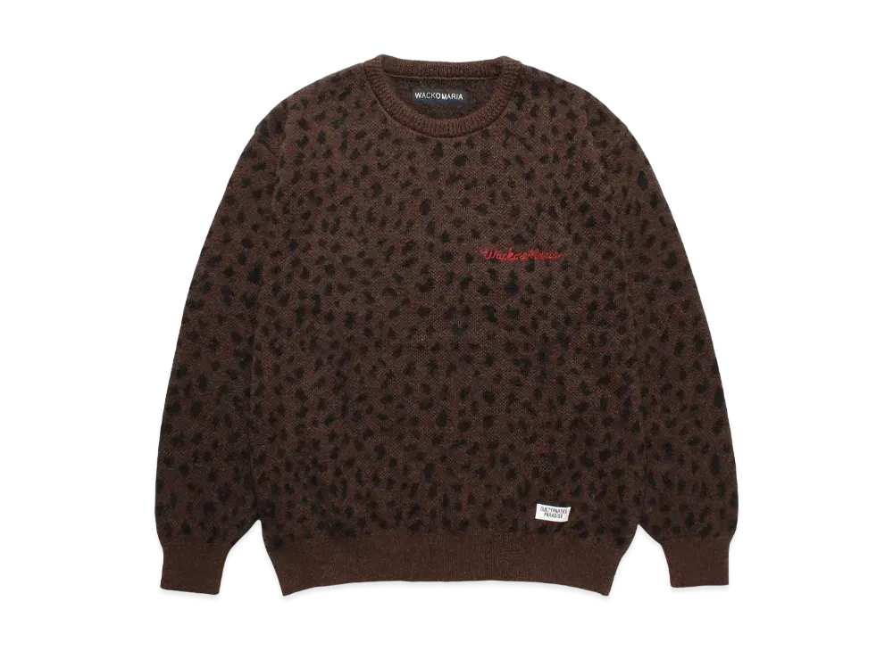 WACKO MARIA Leopard Mohair Knit Jacquard Sweater "Brown"
