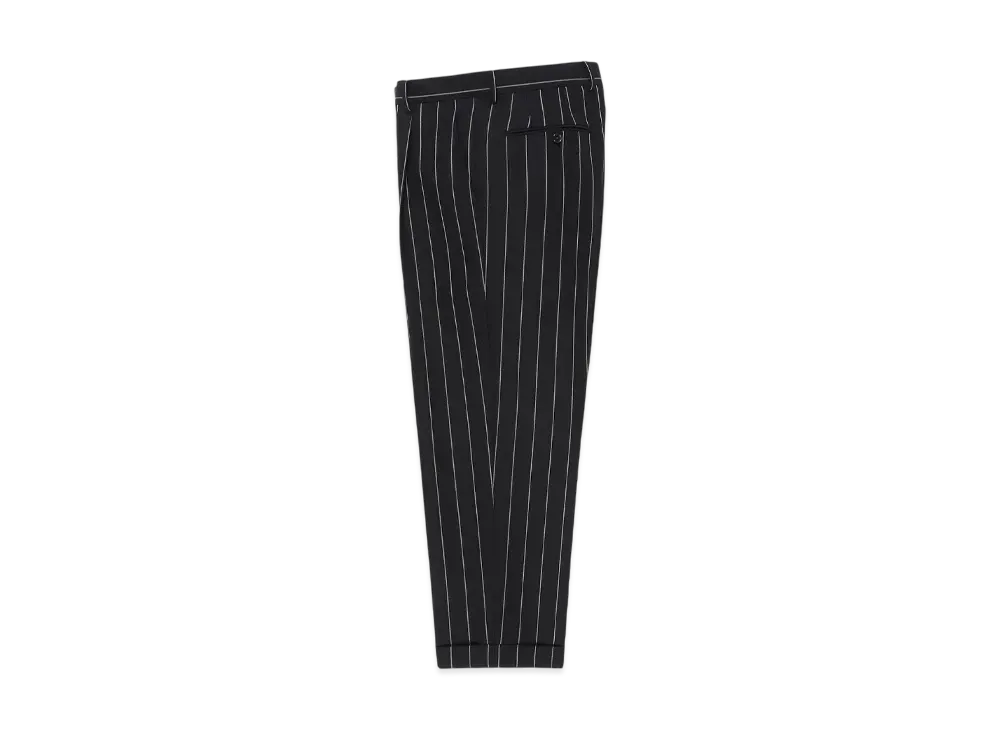 WACKO MARIA x Dormeuil / Striped Pleated Trousers (Type-2) "Black"