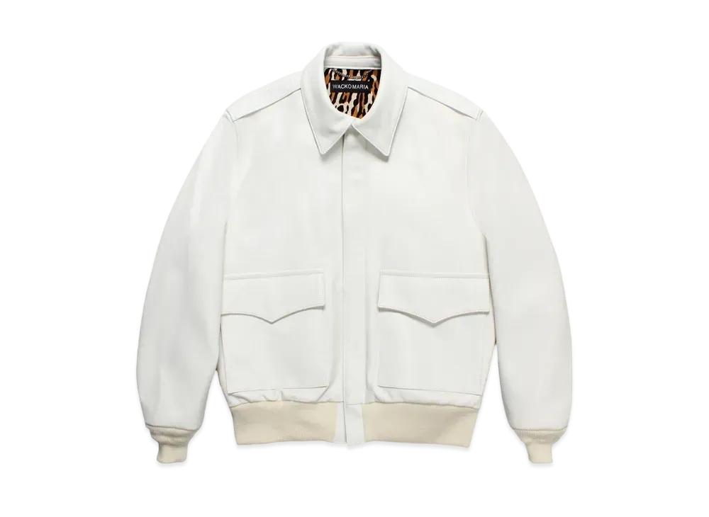 WACKO MARIA Leather A-2 Flight Jacket "White"