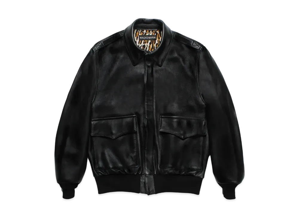 WACKO MARIA Leather A-2 Flight Jacket "Black"