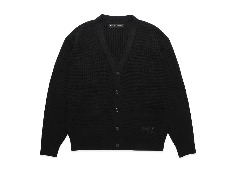 黒M【WACKOMARIA】WAFFLE CARDIGAN／新品タグ付／送料込 WACKO MARIA《ワコマリア》WAFFLE KNIT CARDIGAN (BLACK) | 正規