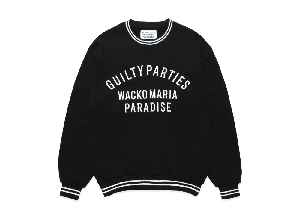 WACKO MARIA Heavy Weight Crew Neck Sweat Shirt "Black"
