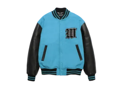 WACKO MARIA Leather Varsity Jacket "Blue"