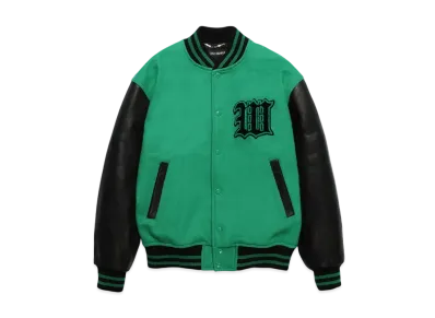 WACKO MARIA Leather Varsity Jacket "Green"