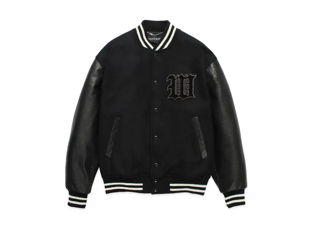 WACKO MARIA Leather Varsity Jacket "Black"