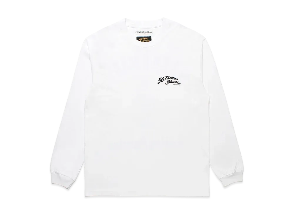 WACKO MARIA 56 TATTOO STUDIO / Washed Heavy Weight Long Sleeve T-Shirt "White"