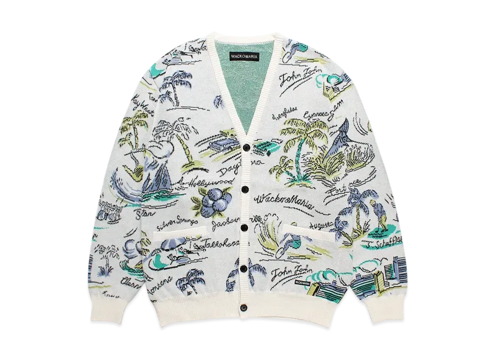 WACKO MARIA Jacquard Knit Cardigan "White"